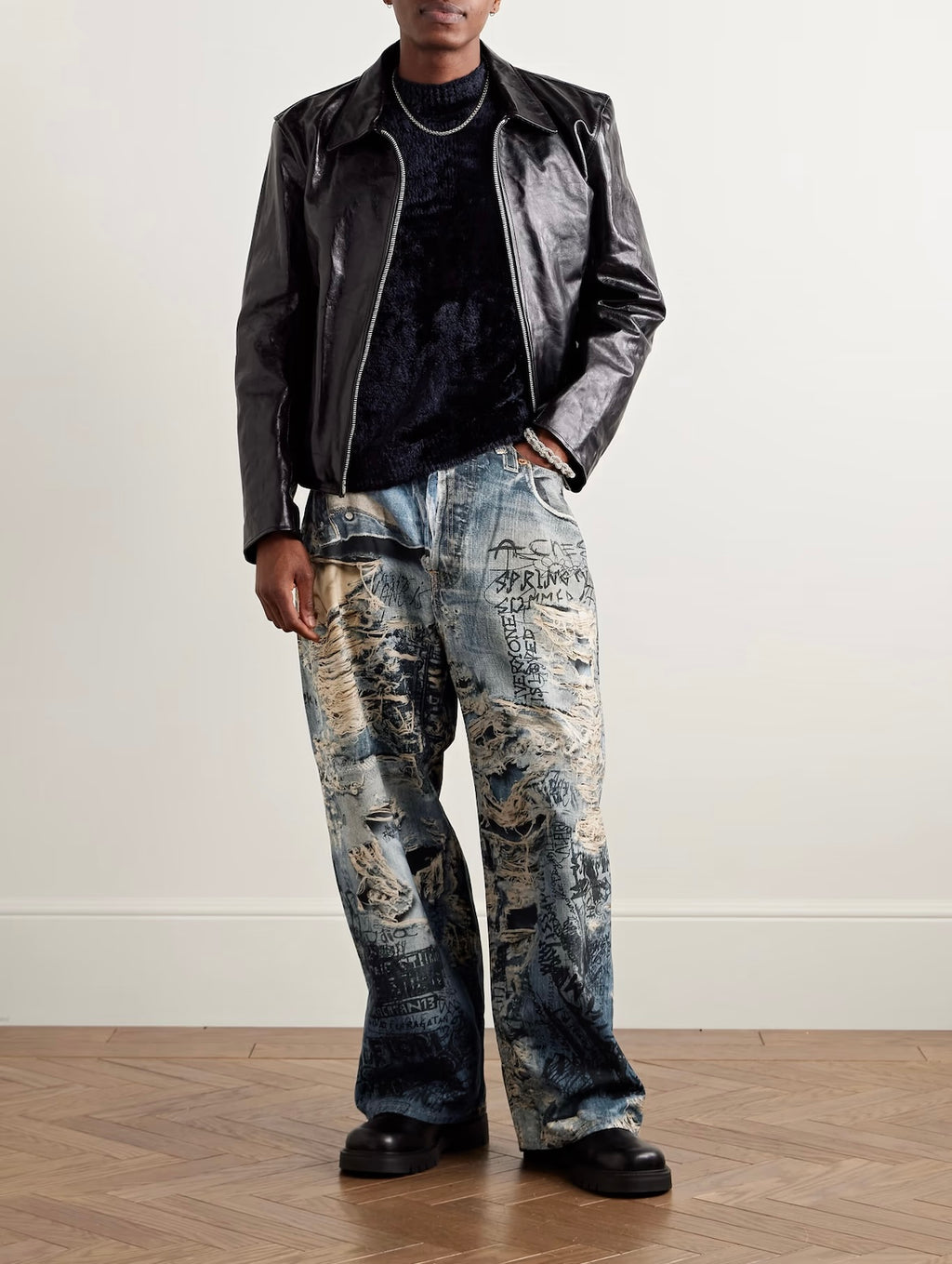 Wide Leg Printed Jeans