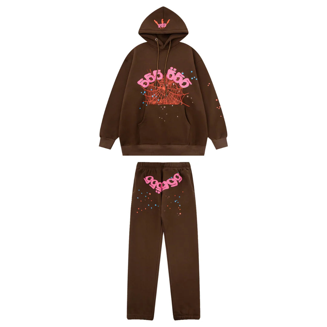 Sp5der Tracksuit Brown